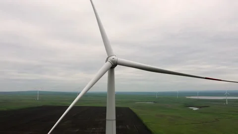 Close-up of a windmill with rotating blades. Stock Footage 229774886