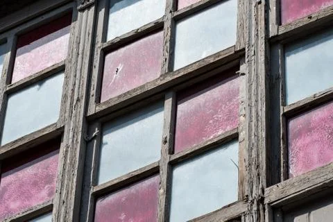 Close up of window in Alsancak district Foto stock