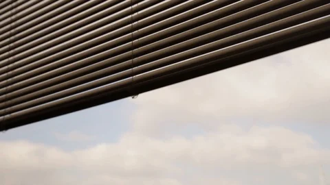 Close Up of window blinds drop down Stock Footage 87831684