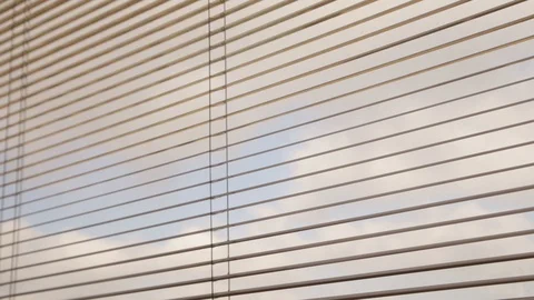 Close Up - Window blinds slowly close and then open up Video stock 87831805