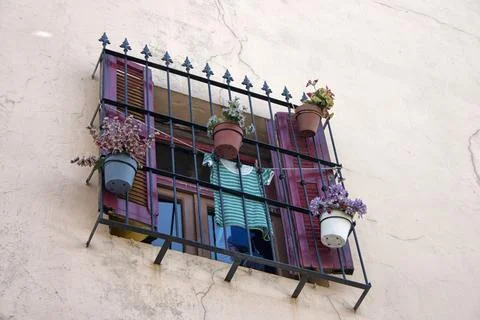 Close-up of a window in the La Boca area. Buenos Aires. Stock Photos