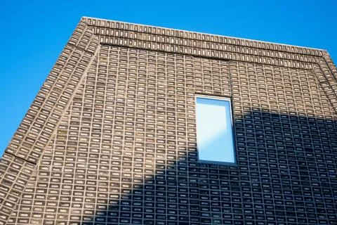 Close-up of a window in a modern brick building. Stock Photos