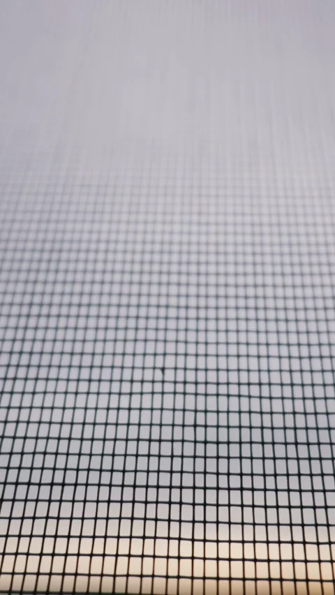 Close-Up of Window Mosquito Screen Overlooking Blurred Summer Landscape Stock Footage 334736195