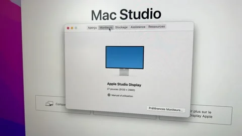 Close-up of the window with new Apple Computers Studio Display 27 inches with 5k Vídeo Stock 172041617