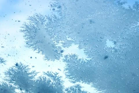 Close Up of Window With Snow Flakes Stock Photos
