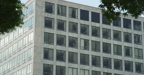 Close-up windows of the Federal Building, Washington DC. Shot in May 2012. Stock Footage 59235672