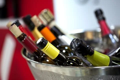 Close up of wine bottles Stock Photos