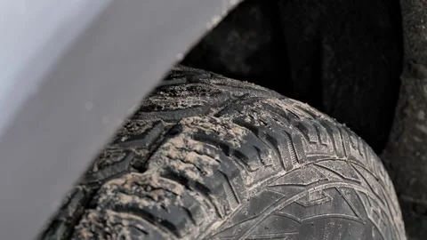 Close up of winter tires on a car Stock Footage 211822525