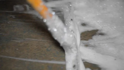 Close Up Wiping Floor With Foam Stock Footage 111067429