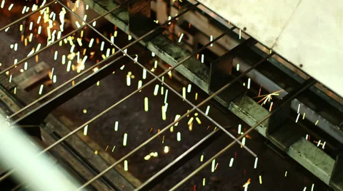 Close-up wire mesh with sparks Stock Footage 34262642