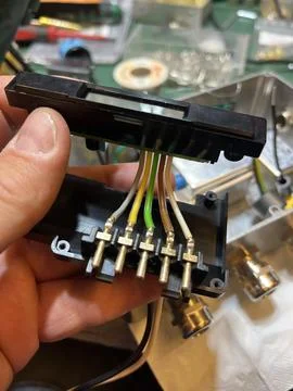 Close up of a Wiring Connector in an Electronics Workspace Stock-Fotos