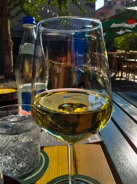 Close up of withe wine glass. Stock Photos