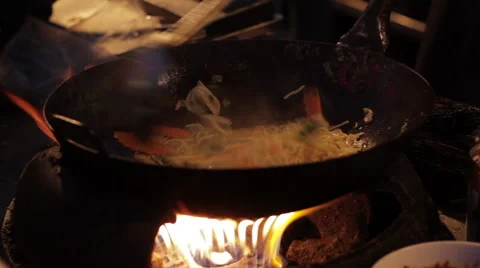 Close-up wok cooking Stock Footage 42685904