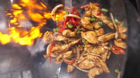 Close up of a wok in slow motion Stock Footage 231552206