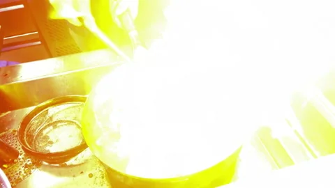 Close up of a wok in slow motion Stock Footage 234926767