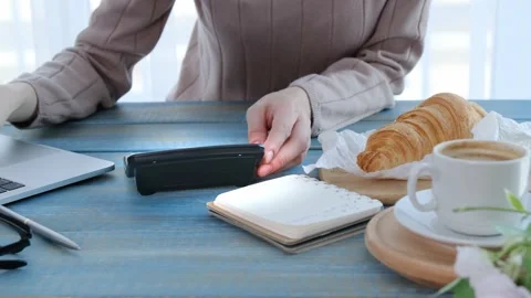Close up woman accountant working using calculator and laptop Stock Footage 168195419