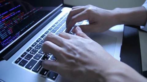 Close up woman coder programmer typing programming code on computer keyboard. Stock-Footage 334586063