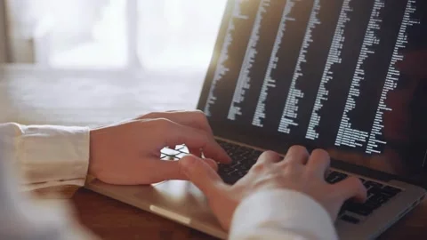 Close up woman coder programmer typing programming code on computer keyboard. Stock-Footage 334586678