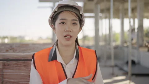 Close-up of a woman construction engineer. Stock Footage 170834169