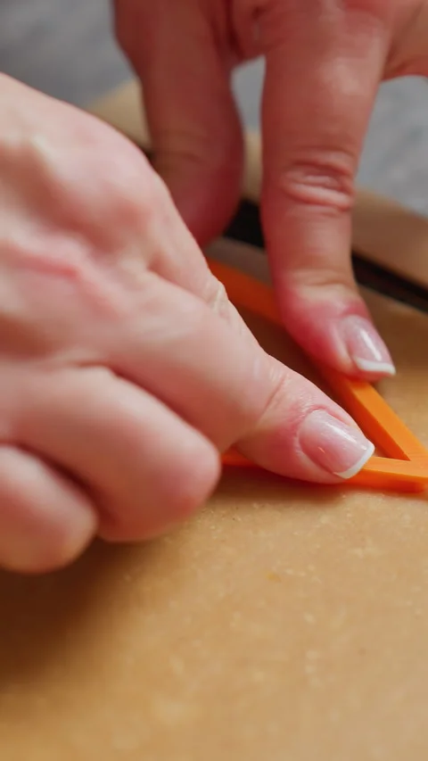 Close-Up of Woman Creating Precise Dough Shapes with Baking Cutter Stock Footage 320340131