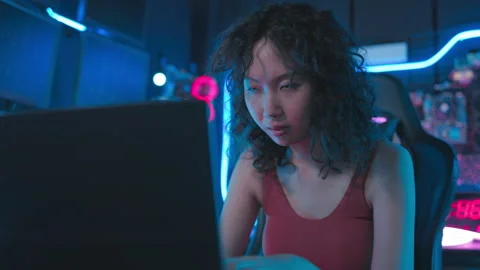 Close-up of Woman face programmer Powerful and inspired Stock Footage 229009506