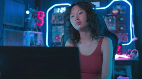 Close-up of Woman face programmer Powerful and inspired Stock-Footage 229010367