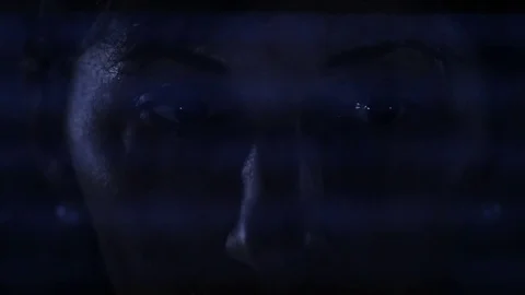 Close up of woman face reading computer data,  reflection of monitor screen Video stock 79953065