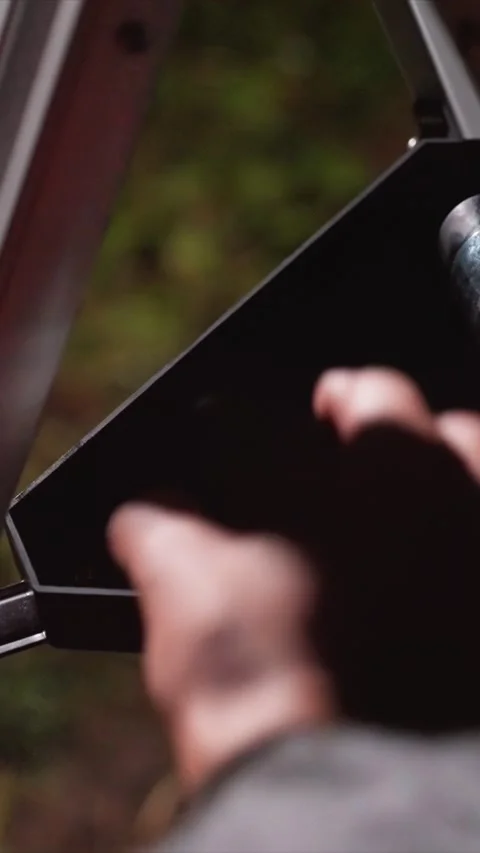 Close up of woman hand manipulating tools and objects within black case outdoors Stock Footage 343076932