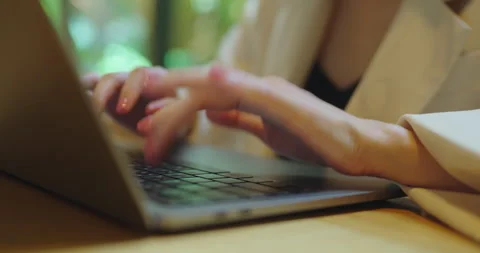 Close-up Woman hand typing computer at office. Stock Footage 246525602