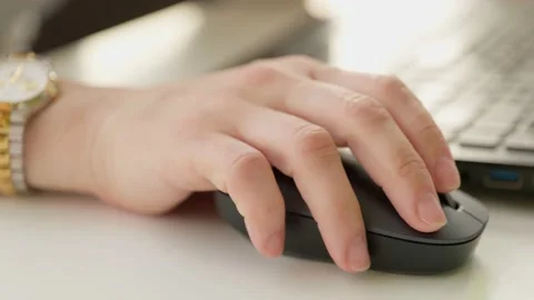 Close up woman hand using keyboard laptop on white table background. Stock Footage 131579891