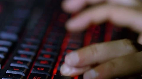 Close up on woman hands typing on lightning keyboard Stock-Footage 78251853