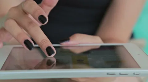 Close-up woman hands using digital tablet computer. Stock Footage