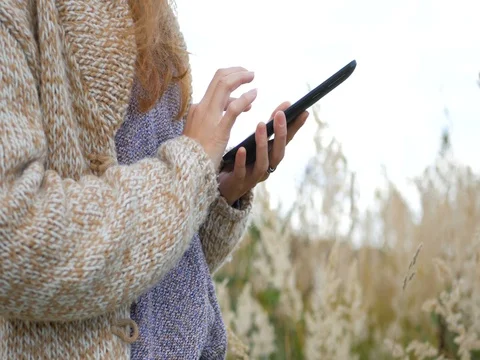 Close-up woman hands using digital tablet computer touchscreen Stock Footage 81071623