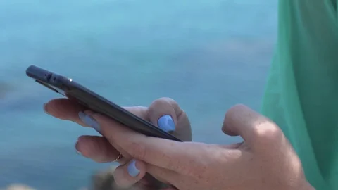 Close Up Woman Hands Using Smartphone Texting Sending Messages Stock Footage 112855833