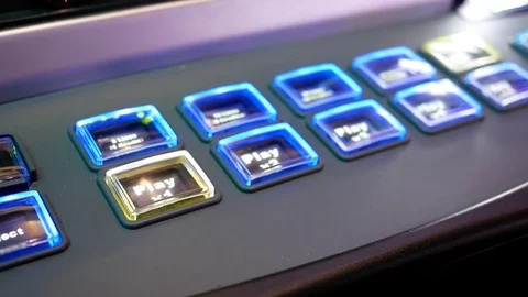 Close up woman pressing bet button on slot machine inside Hard Rock Casino Stock Footage 75242853