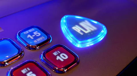 Close up woman pressing play button on slot machine inside Hard Rock Casino Stock Footage 59170951