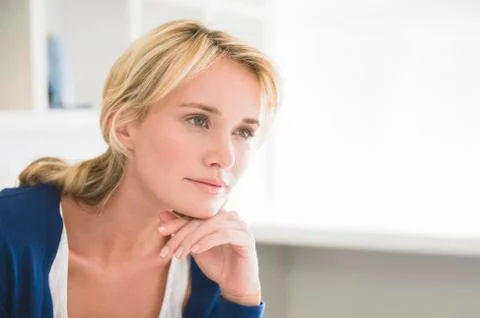 Close-up of a woman thinking Stock Photos