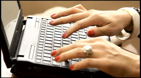 Close up of woman typing on computer Stock Footage 25638882