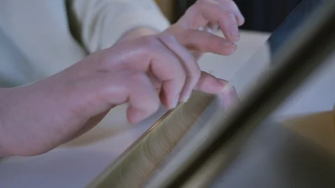 Close-Up Woman Typing On tablet computer surface touchscreen Stock Footage 101261564