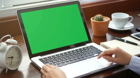 Close-up woman working with laptop, using finger with keyboard and touchpad Stock Footage 133342995