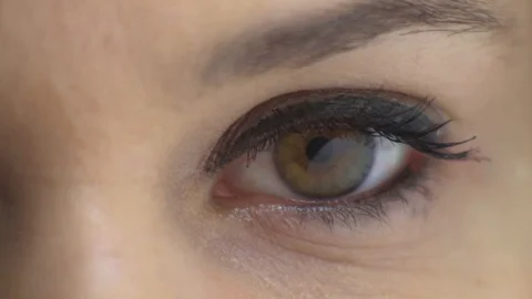 Close-up Of A Womans Brown Eye Blinking Stock Footage 126700501