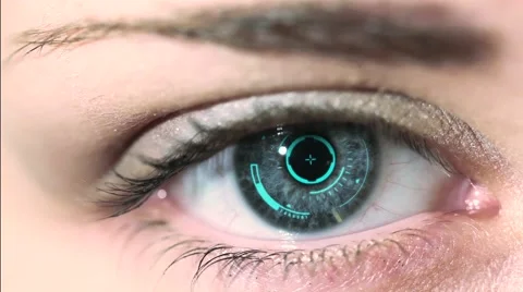 Close-up of woman's eye. New technologies and futuristic concept Stock Footage