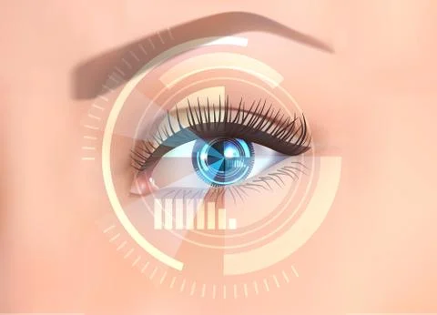 Close-up of woman's eye. New technologies and futuristic concept Stock Illustration