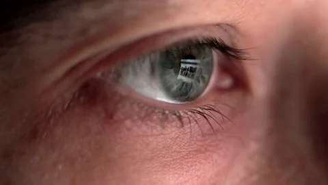 Close up of woman´s eye with reflection of internet. Stock Footage 74624975