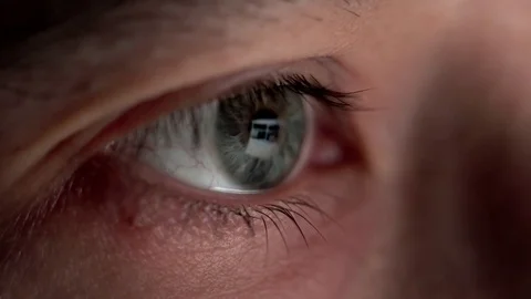 Close up of woman´s eye with reflection of internet. Stock Footage 74625193