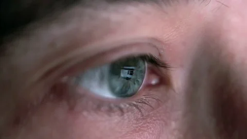 Close up of woman´s eye with reflection of internet. Stock Footage 74625886