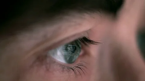 Close up of woman´s eye with reflection of internet. Stock Footage 74626209