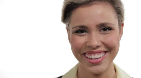 Close up of woman's face, smiling and laughing Stock Footage 2590978