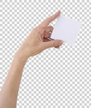 Close up of womans hand with empty paper, PNG format on clear background fo.. Stock Photos