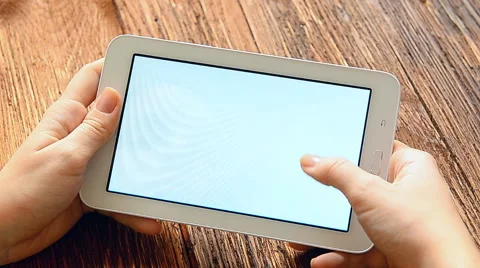 Close up of woman's hand holding touch screen tablet. Stock Footage 56736332